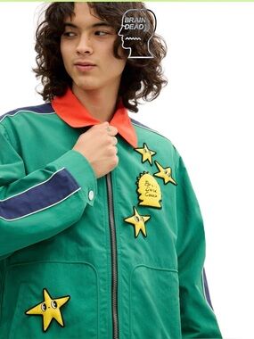 NEW BRAIN DEAD X COACH NYLON RACER JACKET - GREEN